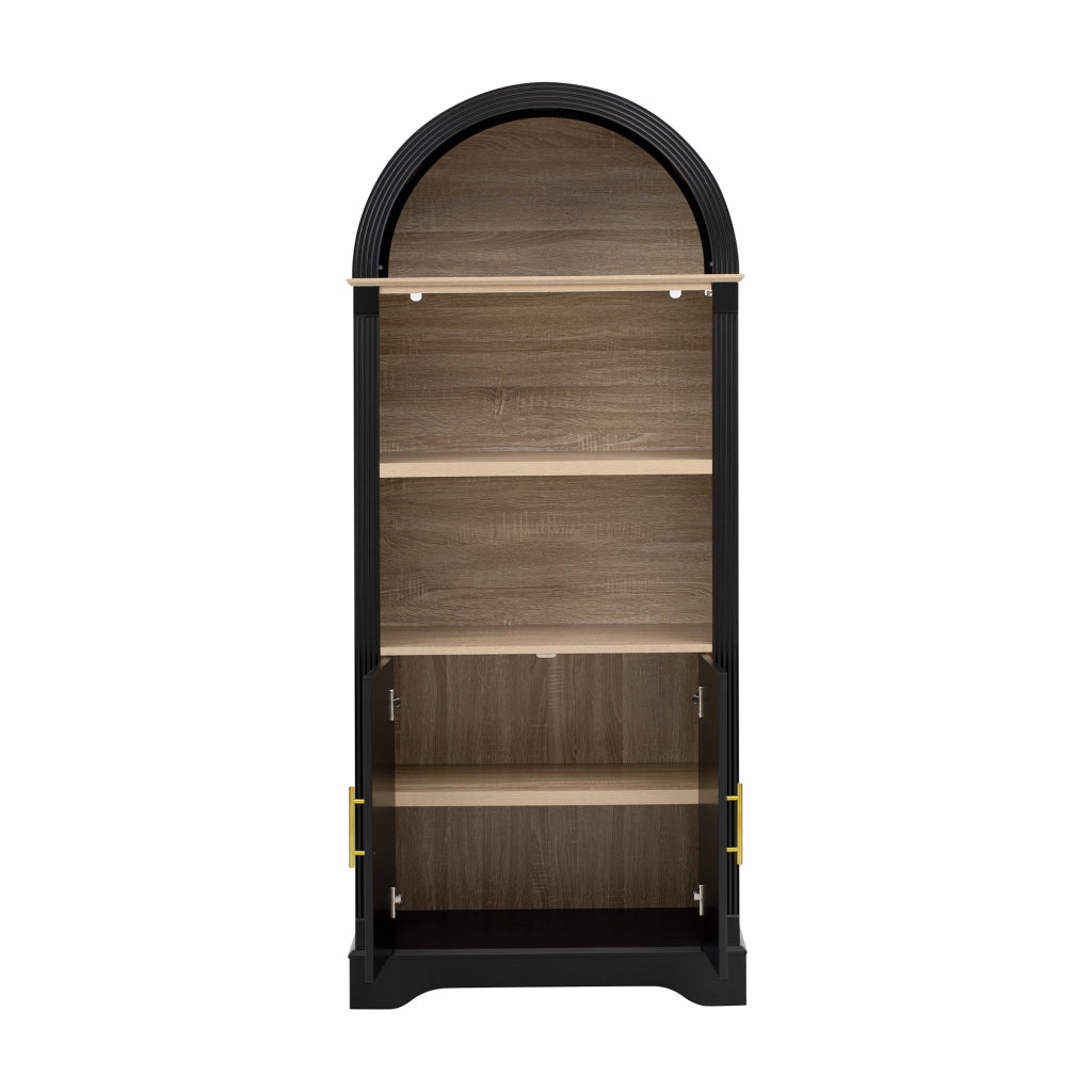 Credenza con 3 vani e ripiano regolabile; LED - per cucina - 76.2×40.1×180 cm - nero