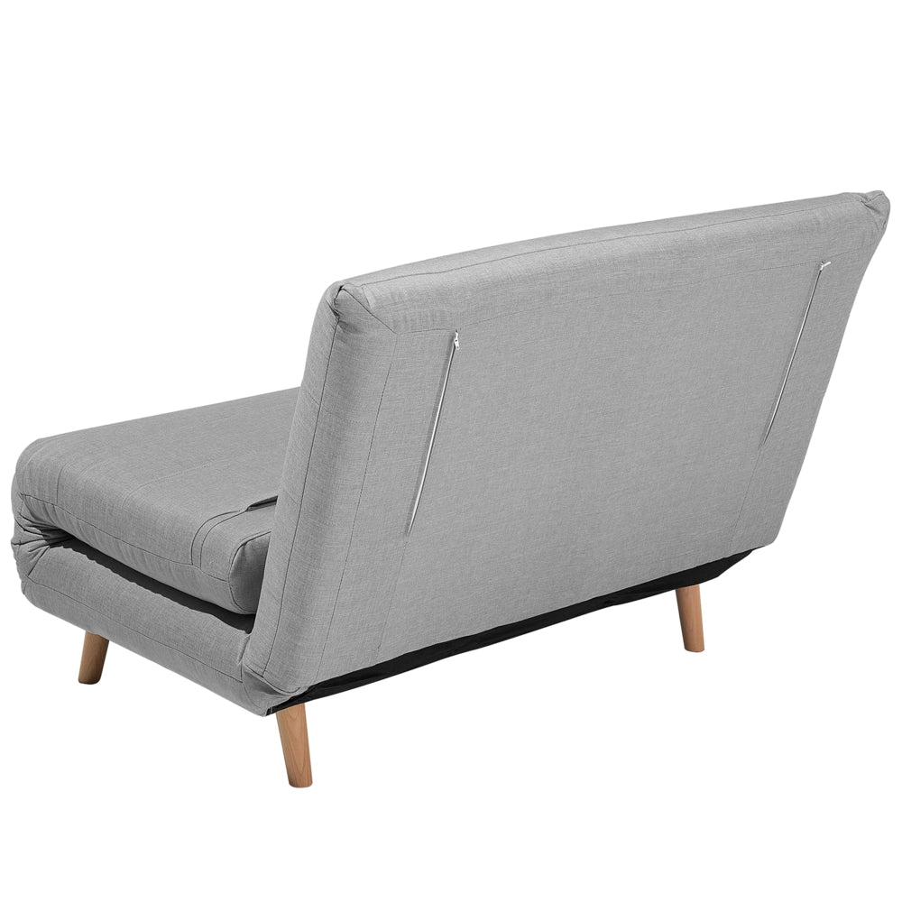 Divano letto piccolo in tessuto grigio chiaro 1 posto letto pieghevole senza braccioli scandinavo