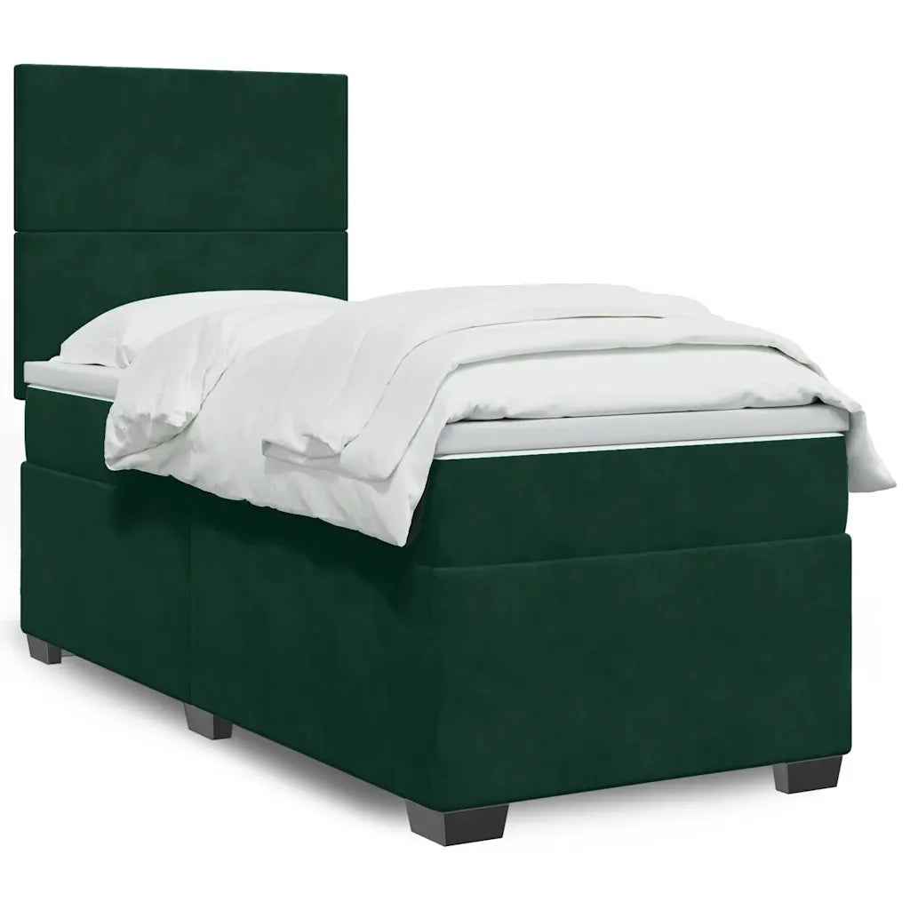Giroletto a Molle con Materasso Verde Scuro 90x200 cm Velluto 3293107