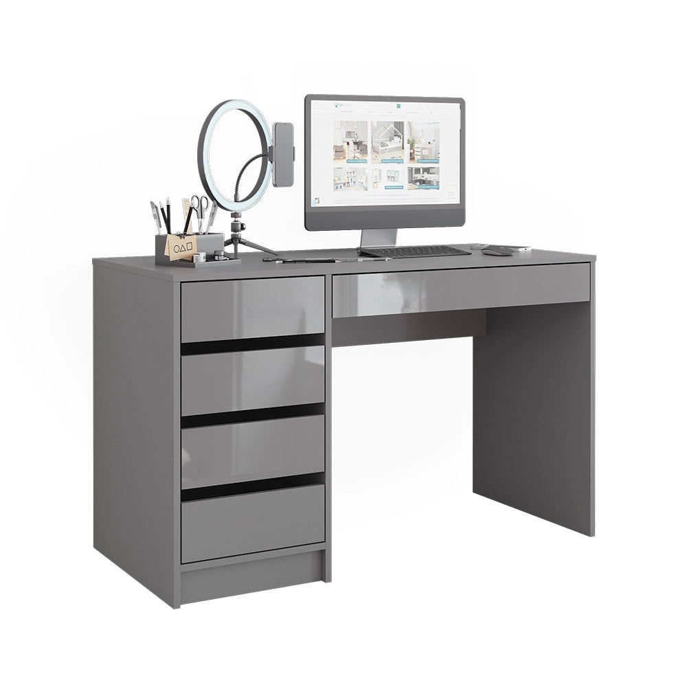 Vicco Scrivania Grigio lucido 55 x 120 cm con cassetti