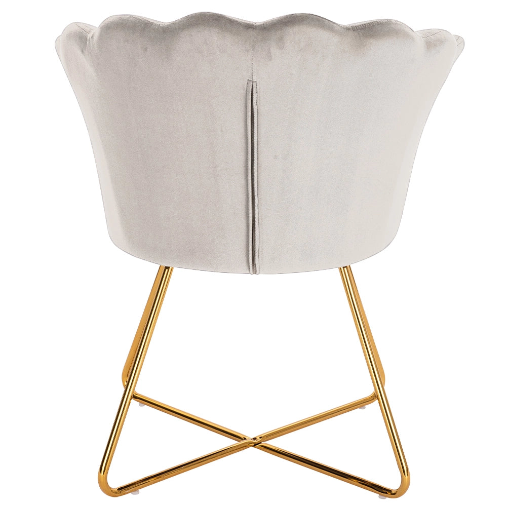 Poltrona Sedia Relax con Schienale e Seduta in Velluto Beige Struttura Metallo