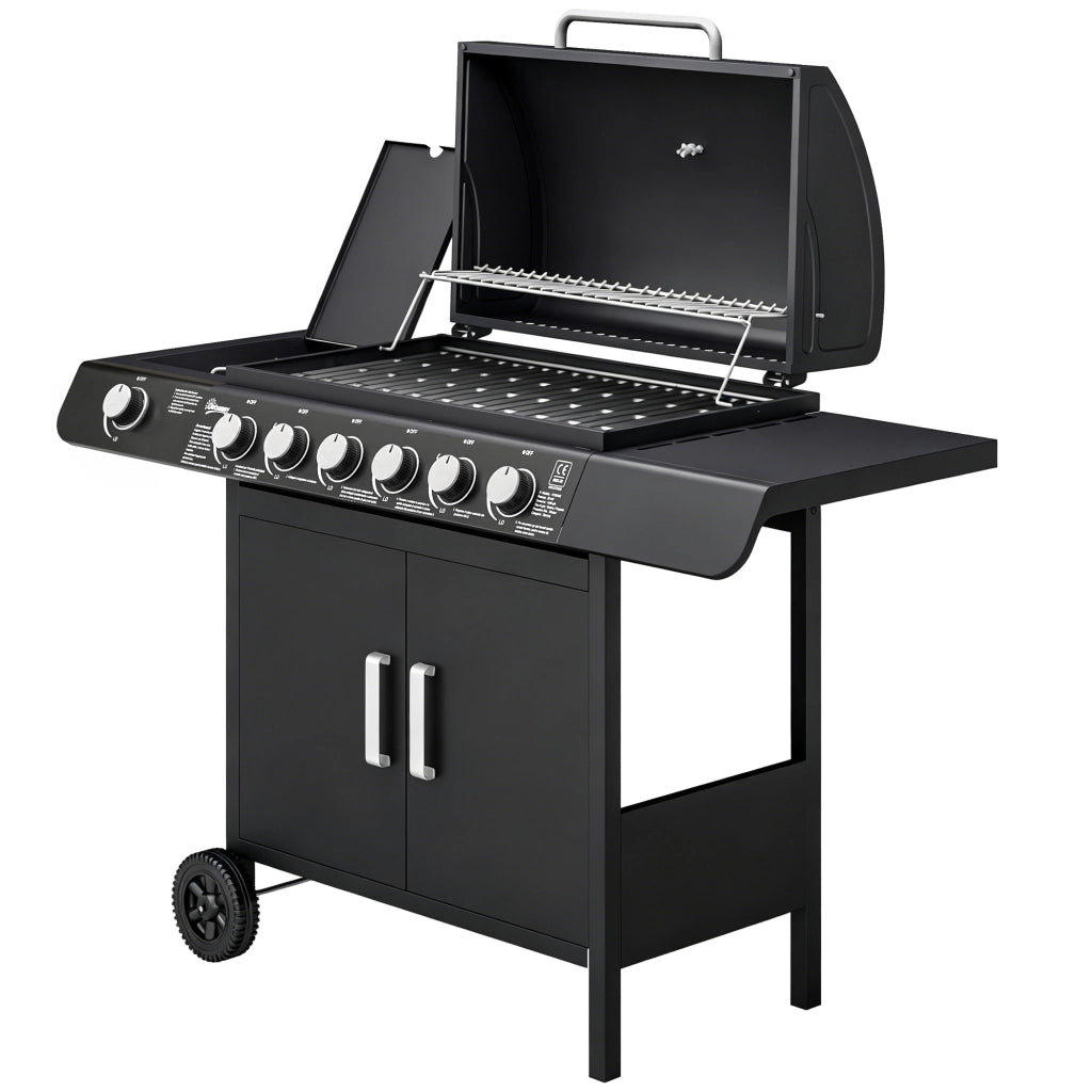 Barbecue a Gas con Coperchio ¨C zephmum ¨C Grigio, Acciaio, 135x50x100cm