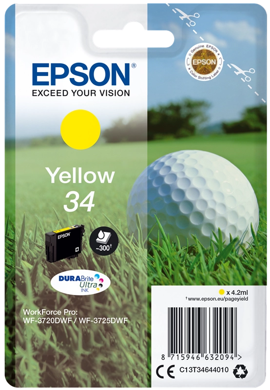 Epson Golf ball Singlepack Yellow 34 DURABrite Ultra Ink