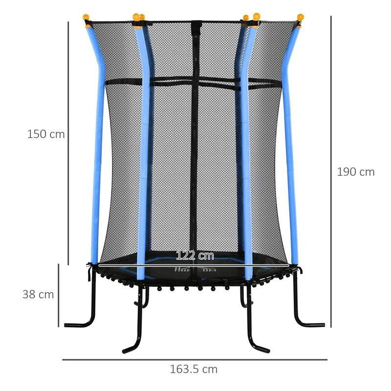 TAPPETO ELASTICO PER BAMBINI CON INGRESSO A CERNIERA E PALI IMBOTTITI IN ACCIAIO PP E EPE Ø 163.5X190 CM AZZURRO