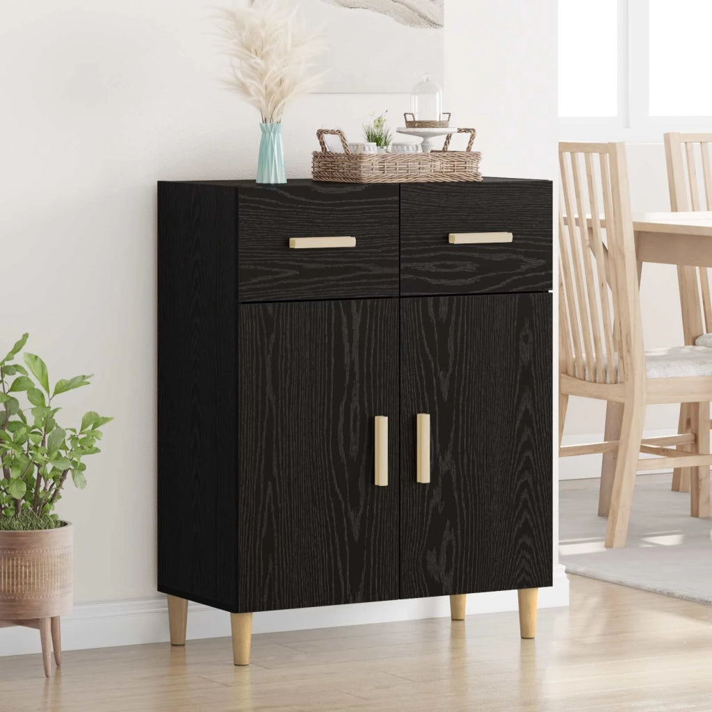 Credenza | Madia | Buffet da pranzo | Armadio da pranzo Rovere nero 34 x 69.5 x 89 cm Legno multistrato