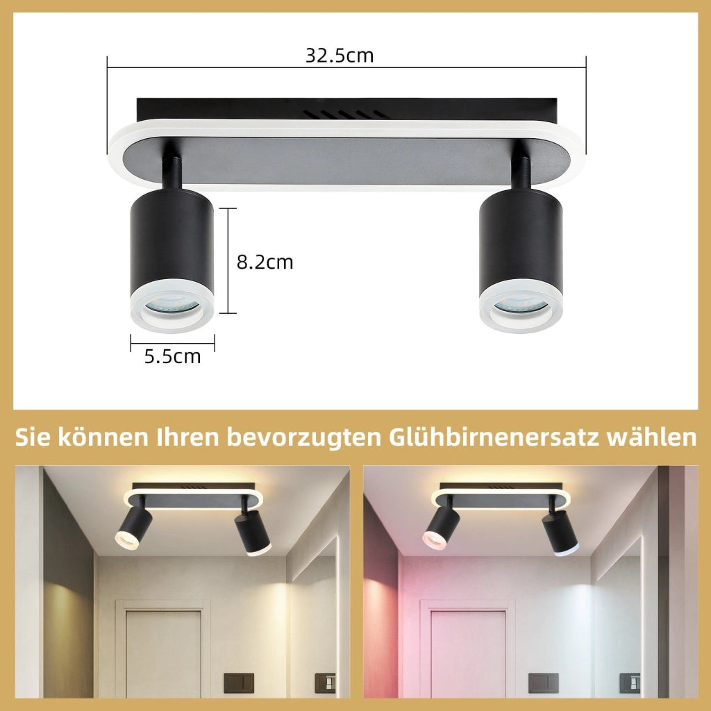 ZMH Faretto da soffitto bianchi 2 fiamme GU10 metallo luce calda per camera letto