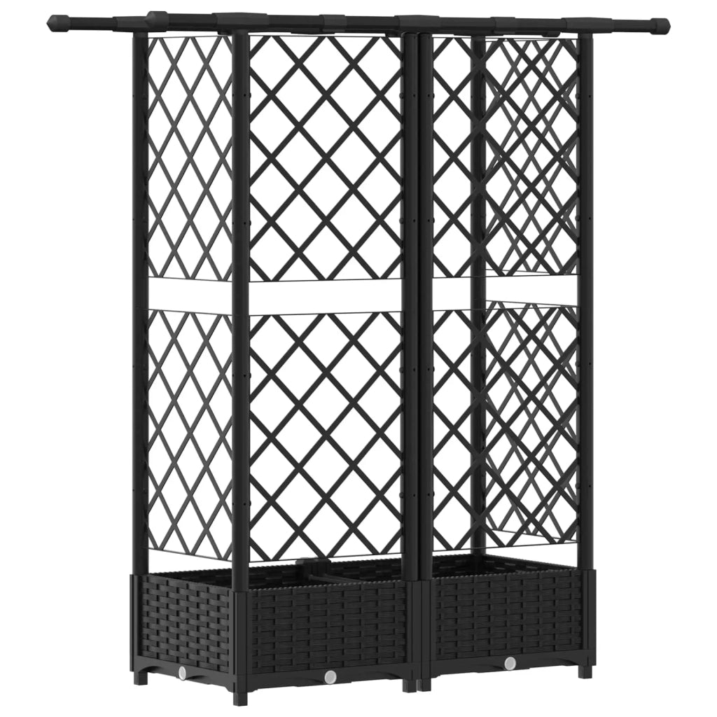Letto Rialzato con Griglia e Tetto Nero 124 x 40 x 123 cm PP 42032545
