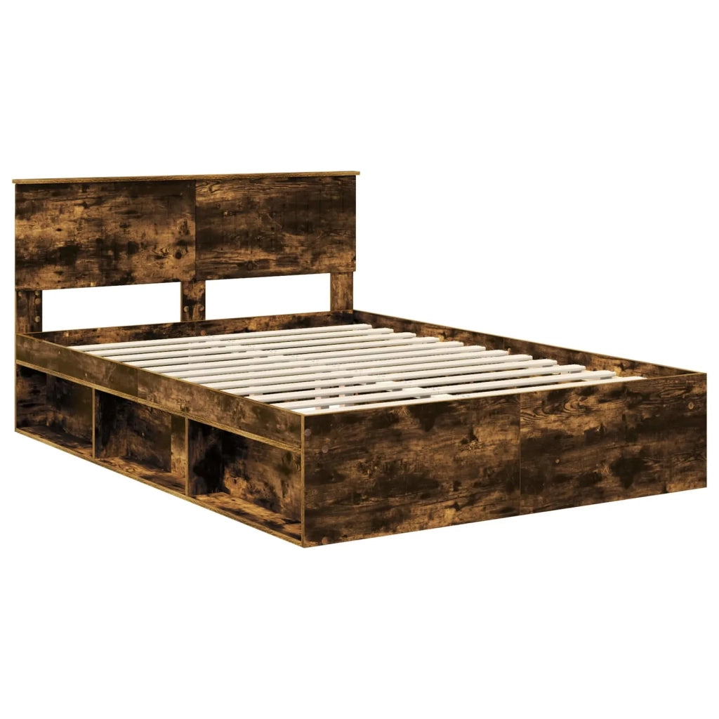 Struttura del letto Rovere fumé 135 x 190 cm Pino massello 3410613