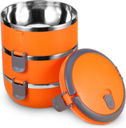 Dozzina, 3 cassetti, contenitore per pasti portatile in acciaio inossidabile, cassetta per cibo con cassetti, scatola per pranzo isolata e ripiegabile con manico per bambini e adulti.