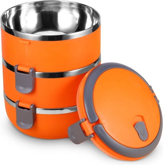 Dozzina, 3 cassetti, contenitore per pasti portatile in acciaio inossidabile, cassetta per cibo con cassetti, scatola per pranzo isolata e ripiegabile con manico per bambini e adulti.
