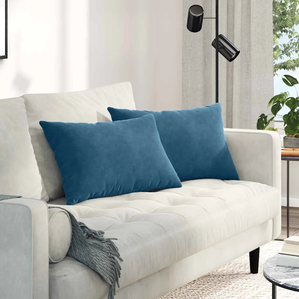 Cuscini da Divano 2 pcs Blu 60 x 40 cm Tessuto in Cords