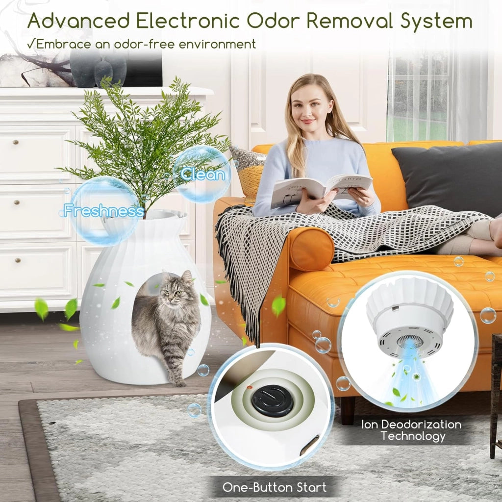 Lettiera per gatti con pala, lettiera per gatti con rimozione intelligente degli odori, XXL con tenda per porta, ciottoli, per soggiorno, camera da letto, angolo