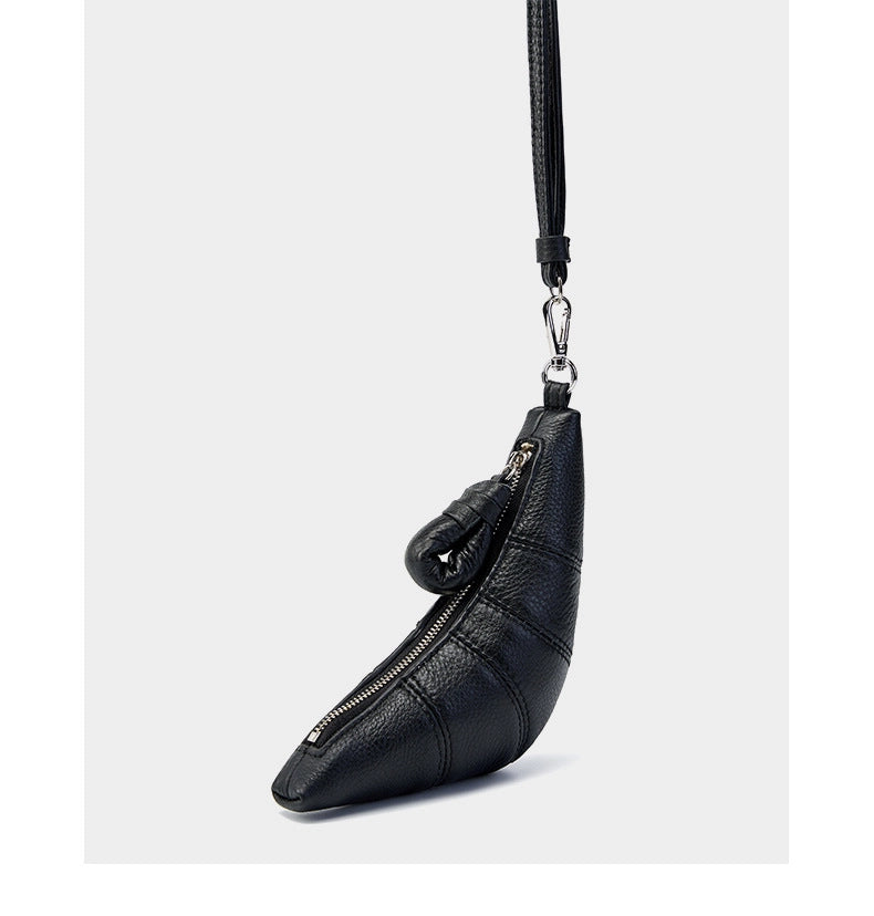 Borsa a tracolla in vera pelle da donna, colore nero.