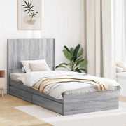 Struttura del letto con stoccaggio e testata-Giroletto con contenitore Sonoma grigio 668064