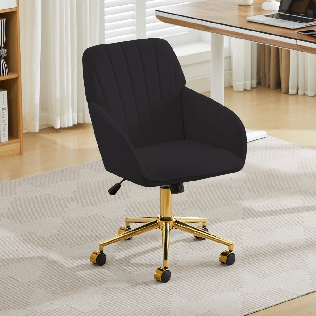 Sedia da ufficio girevole con altezza regolabile, schienale ergonomico e seduta imbottita in velluto nero