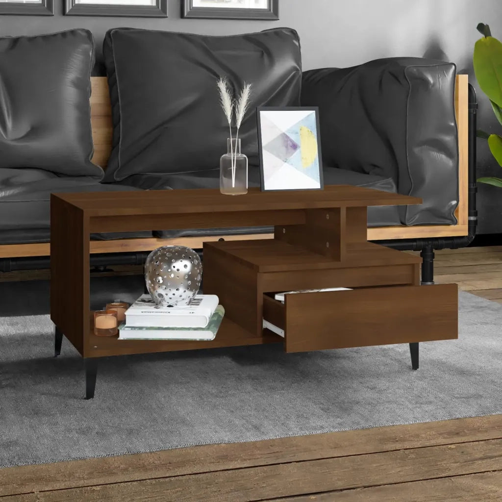 Tavolino salotto | Tavolino da caff¨¨ | Tavolino da Soggiorno Rovere Marrone 90x49x45 cm Legno Multistrato