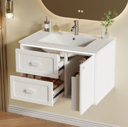 Mobile lavabo sospeso 76x46x51 cm bianco con LED radar e 2 cassetti