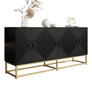Credenza con 3 Ante Doppie; Ampio Spazio di Contenimento per Soggiorno Ufficio; in Truciolare; 160 × 38 × 75.5 cm; Nero
