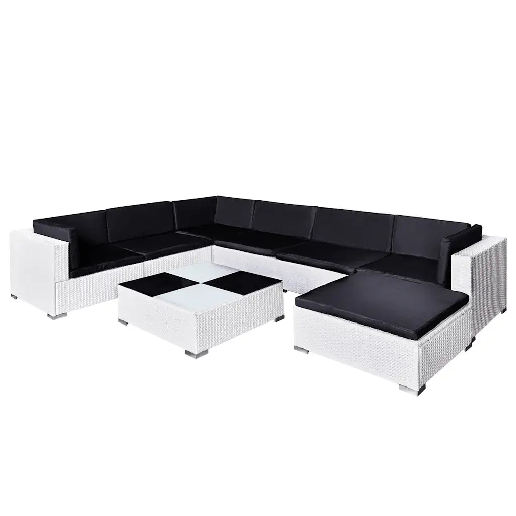 Set Divani da Giardino 8 pz con Cuscini in Polyrattan Bianco 41265