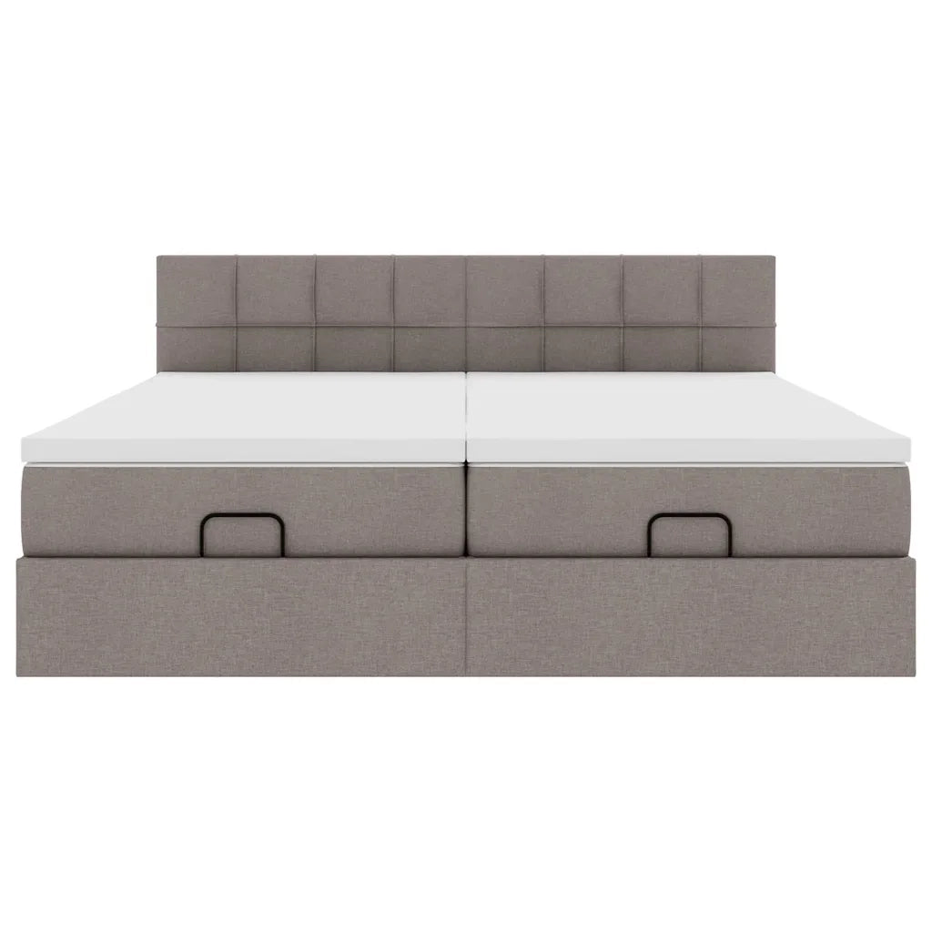 Struttura Letto Pouf con Materassi Tortora 160x200cm in Tessuto 3312840