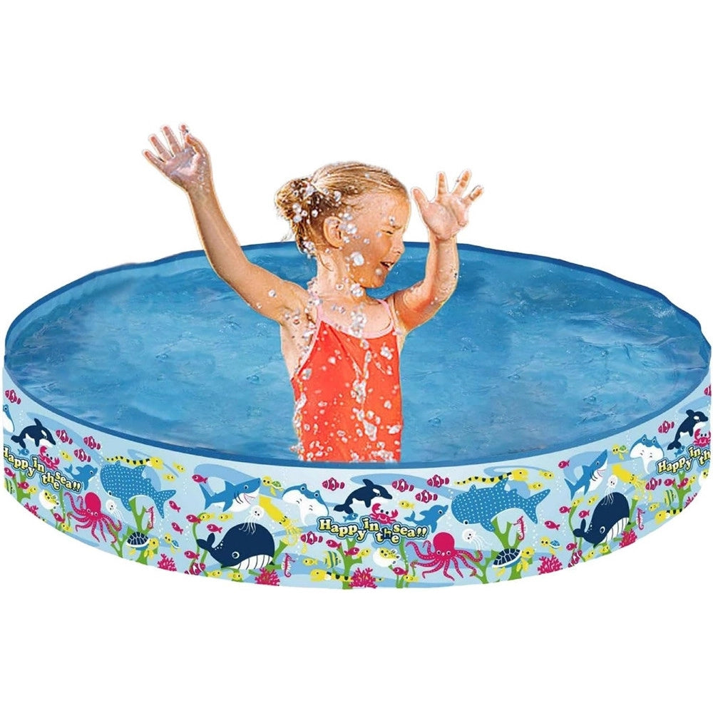 Trade Shop - Piscina Rotonda 150x25 Cm Motivo Fondo Del Mare Per Bambini Giardino Estate 016093 -