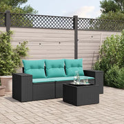Salotto da Giardino-Set Divani da Giardino 4 pz con Cuscini Nero in Polyrattan 569308