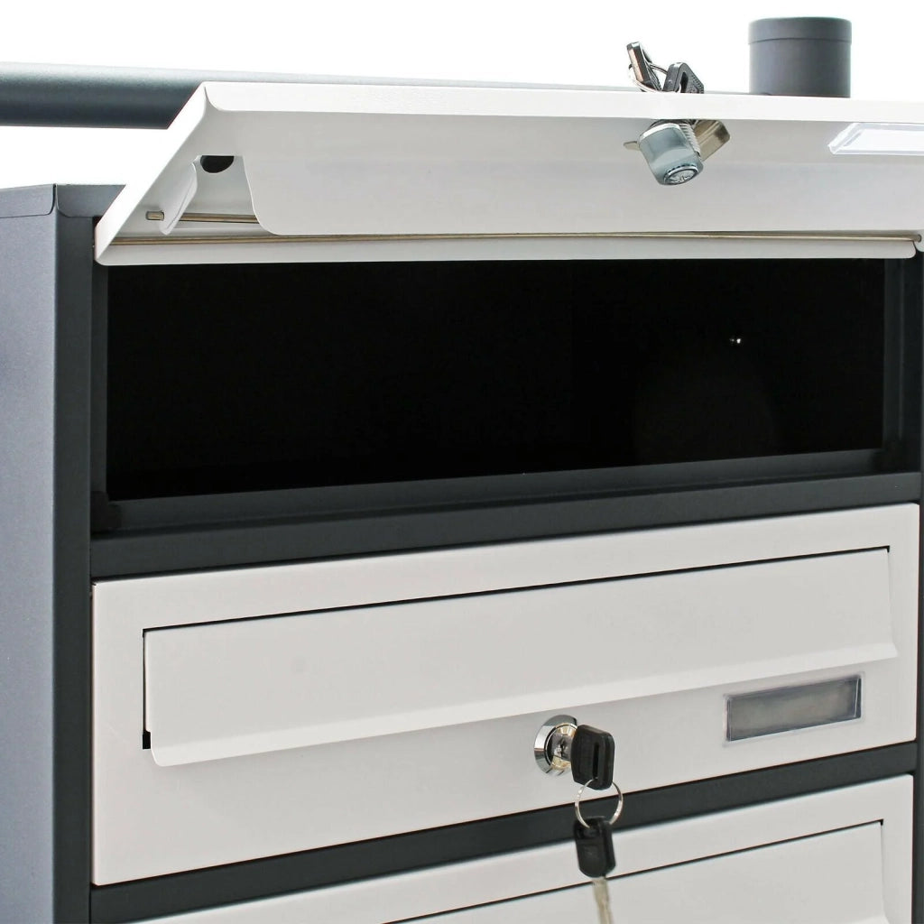 Blocco di 8 cassette postali con supporto scomparti sovrapposti 2x4 acciaio zincato antracite e bianco 16_0000050