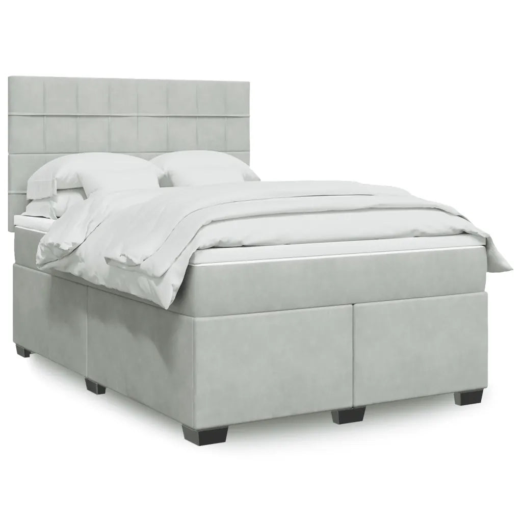 vidaXL Giroletto a Molle con Materasso Grigio Chiaro 140x200cm Velluto