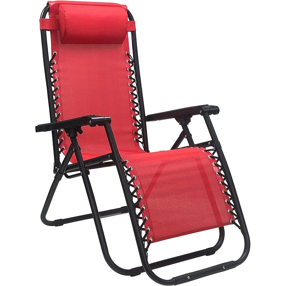 Trade Shop - Sdraio Sedia In Textilene Rosso Pieghevole Multiposizione Reclinabile Giardino 221001 -