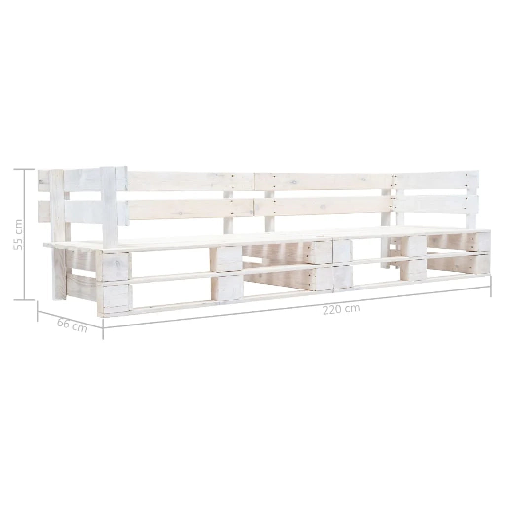 Divano da giardino in pallet a 2 posti 220 x 66 x 55 cm legno bianco 02_0011861