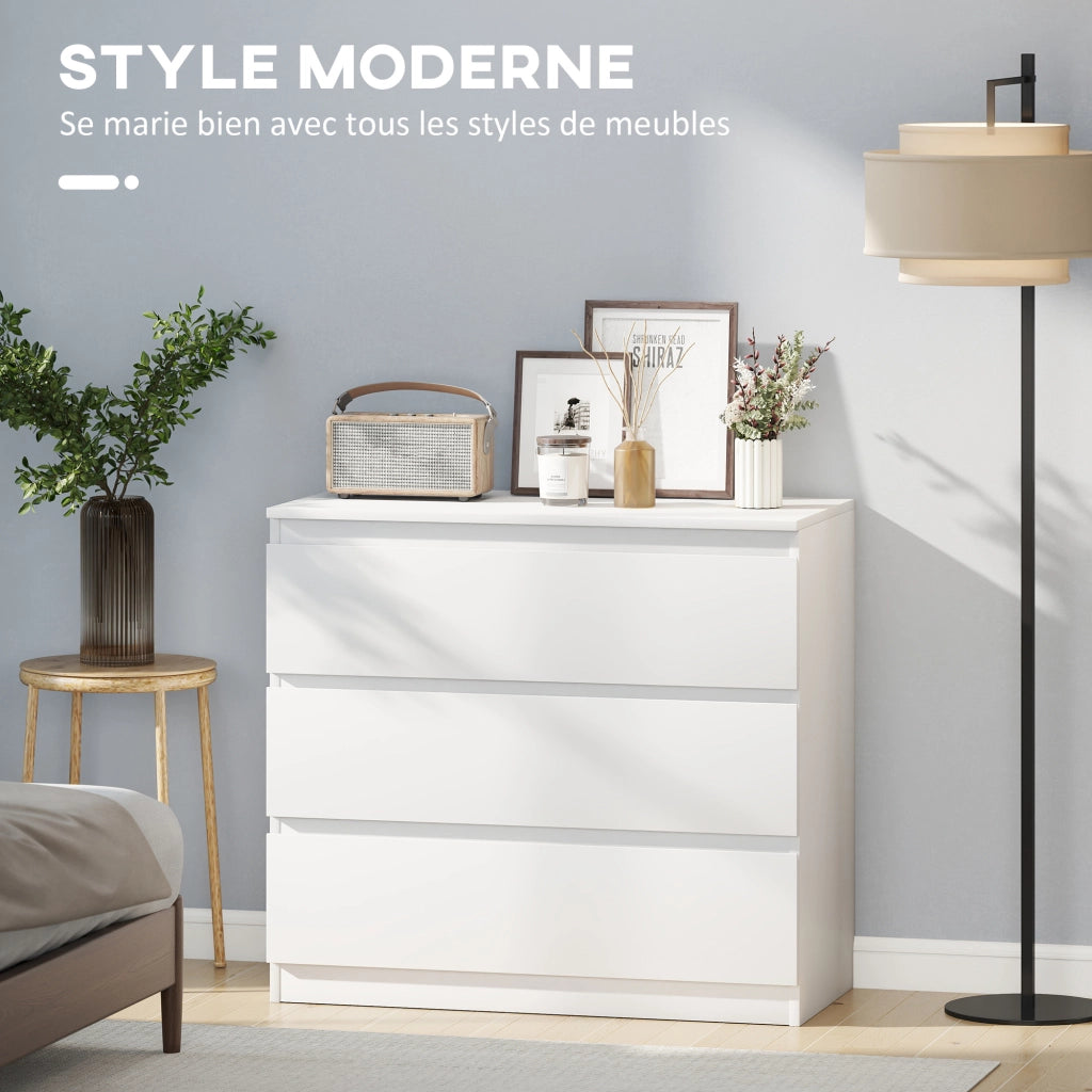 Cassettiera 3 Cassetti ¨C Zephmum ¨C Bianco Legno 80x39x73 cm
