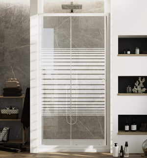 Porta Doccia 120 cm 2 Ante Scorrevoli in Cristallo Serigrafato 4mm H185 Fosterberg Tonder Bianco