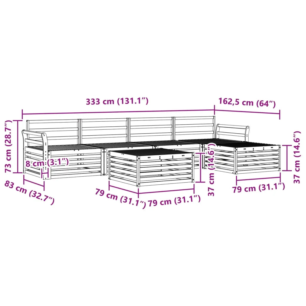 Set di divani da esterno 6 pcs Naturale 3373339