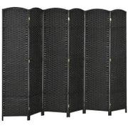 Paravento Divisorio da Interni Pieghevole a 6 Ante Intrecciato, 240x170 cm, Nero