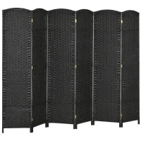 Paravento Divisorio da Interni Pieghevole a 6 Ante Intrecciato, 240x170 cm, Nero