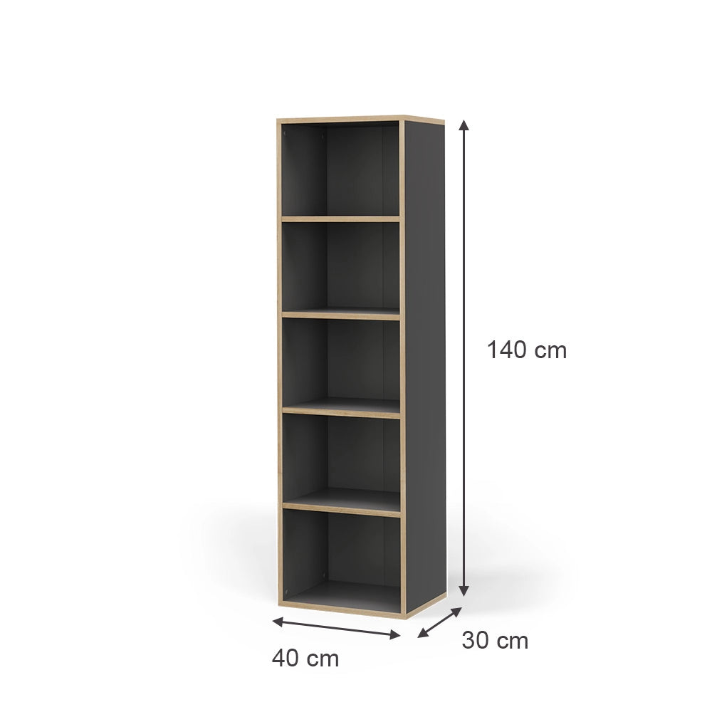 Vicco Libreria Antracite 40 x 140 cm con 5 scomparti