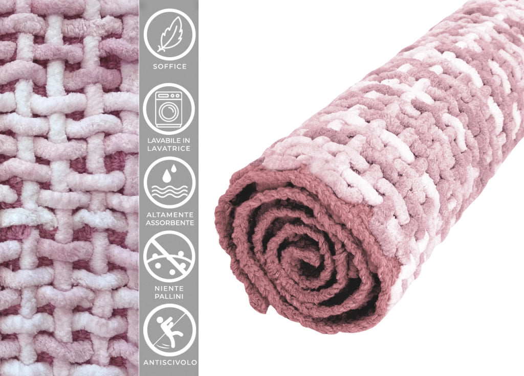 Tappeto Bagno Doccia Antiscivolo In Microfibra Super Assorbente Plot - 40x60 - Rosa