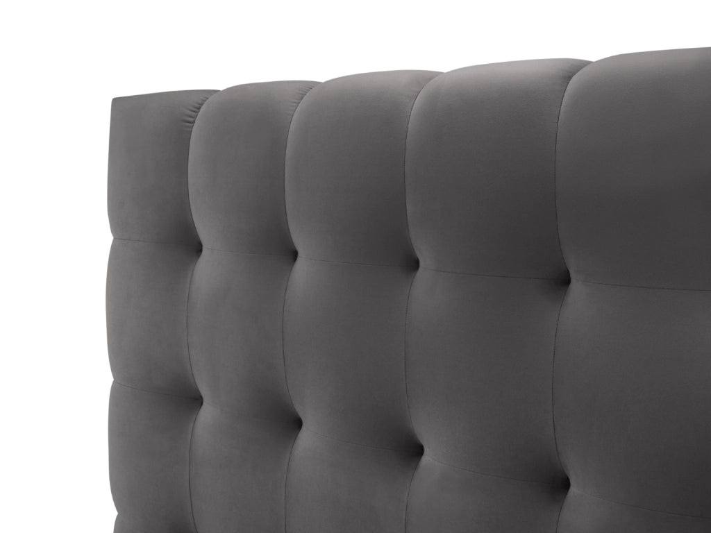Cosmopolitan Design - Letto a cassettone con testiera "Bali" 180x200cm in velluto grigio 