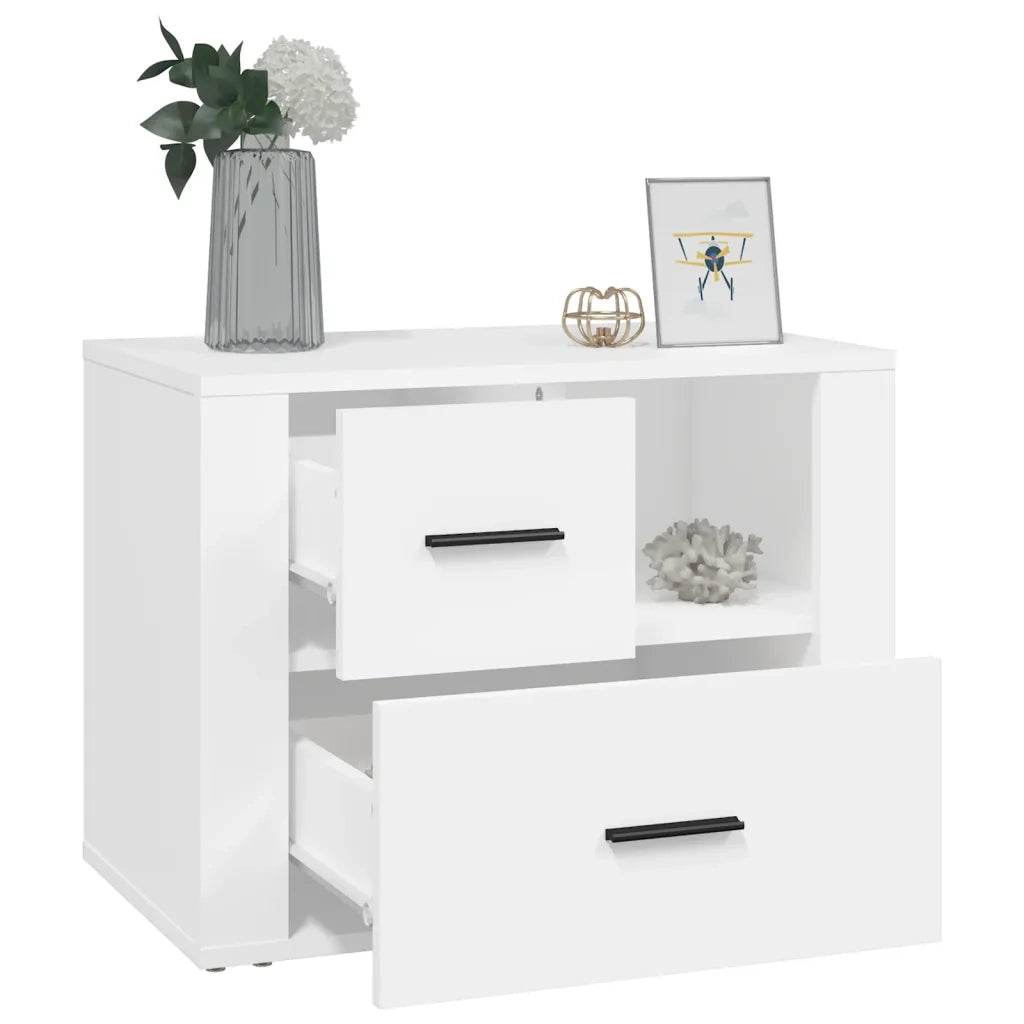 Comodino-Tavolino da notte Bianco 60x36x45 cm in Legno Ingegnerizzato
