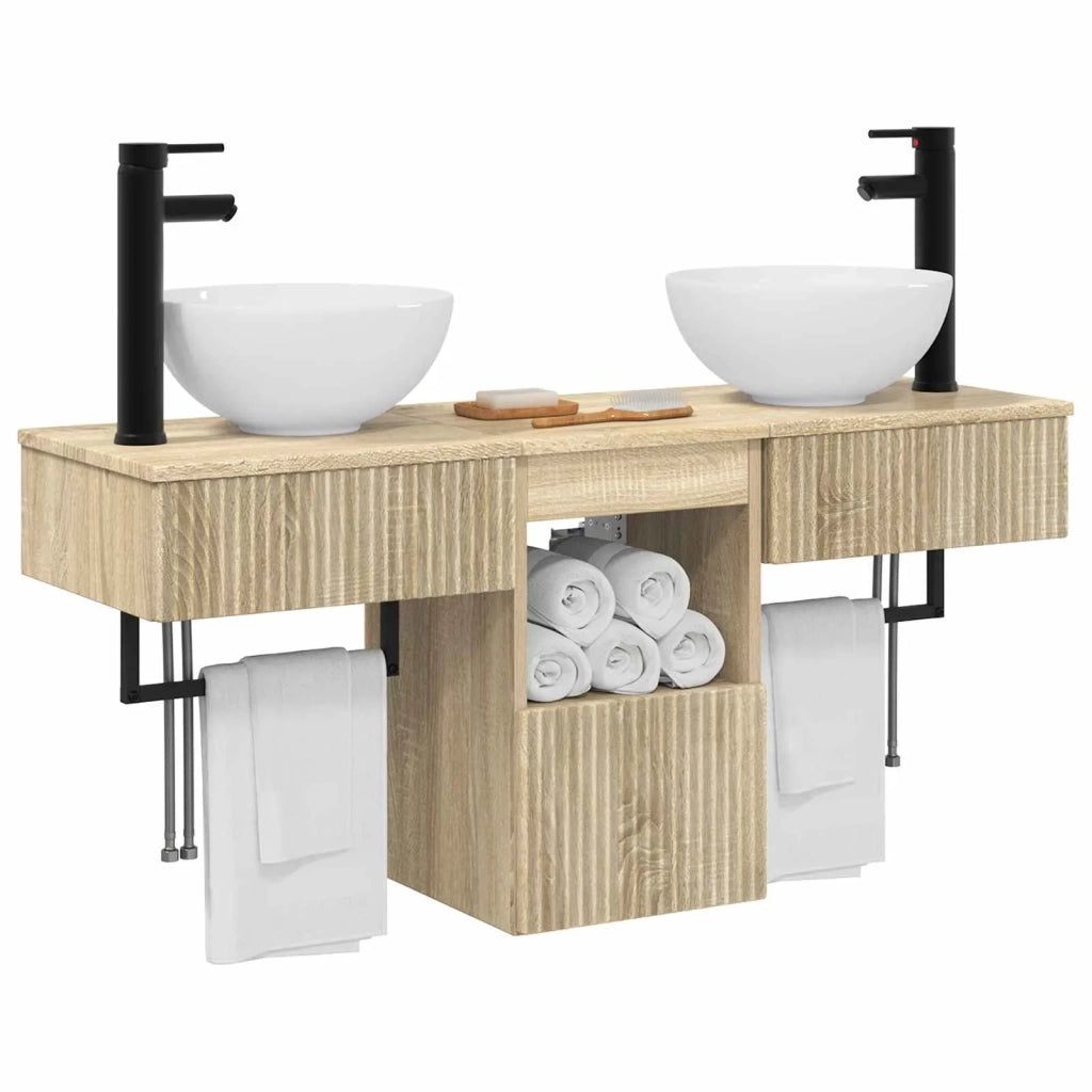 Set di mobili per il bagno 3 pz Rovere Sonoma 3405589