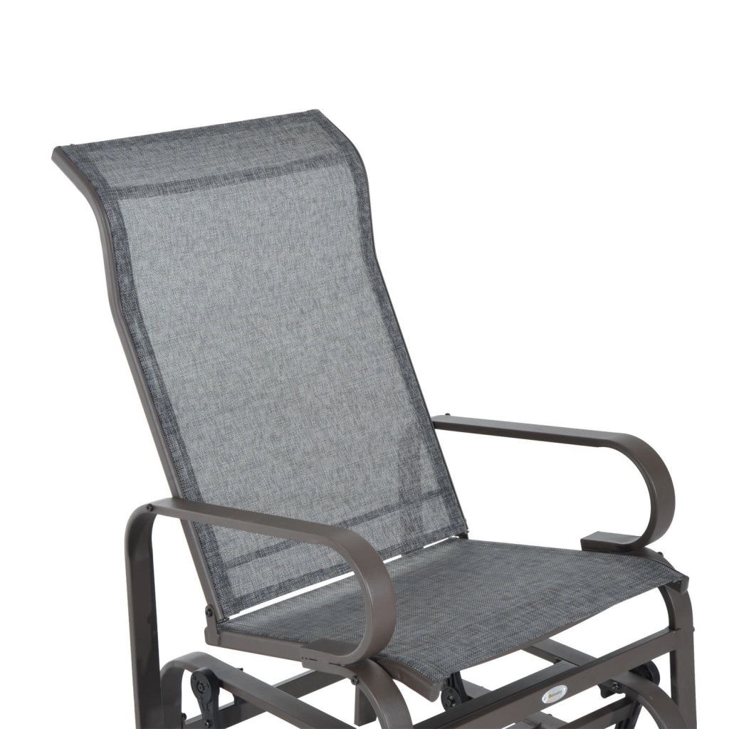 Sedia a dondolo da giardino; poltrona da esterno reclinabile; testeline grigio+marrone; 60 x 78 x 105 cm; per terrazza e balcone