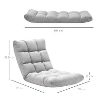Poltrona Relax da Terra con Schienale Reclinabile fino 180°, 71x55x53.5cm, Grigio Chiaro