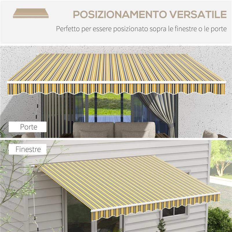 TENDA DA SOLE PER ESTERNO AVVOLGIBILE A BRACCI CON APERTURA A MANOVELLA, 350X250 CM, GIALLO