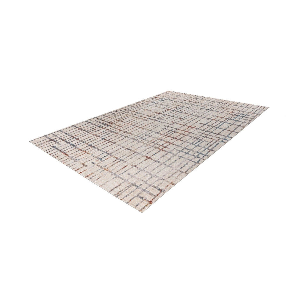 Tappeto moderno Jaka 225 a tessitura piatta crema e multicolor