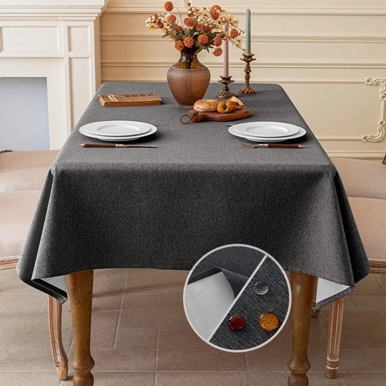 Tavolo coperto con finitura in lino, lavabile, impermeabile, per sala da pranzo, giardino, festa, matrimonio o casa, 120 x 120 cm - Grigio scuro