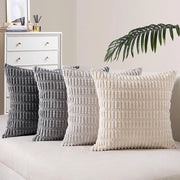Set di 4 cuscini di copertura in corduroy grigio 40 x 40 cm con effetto plumo decorativo per divano, camera da letto e soggiorno