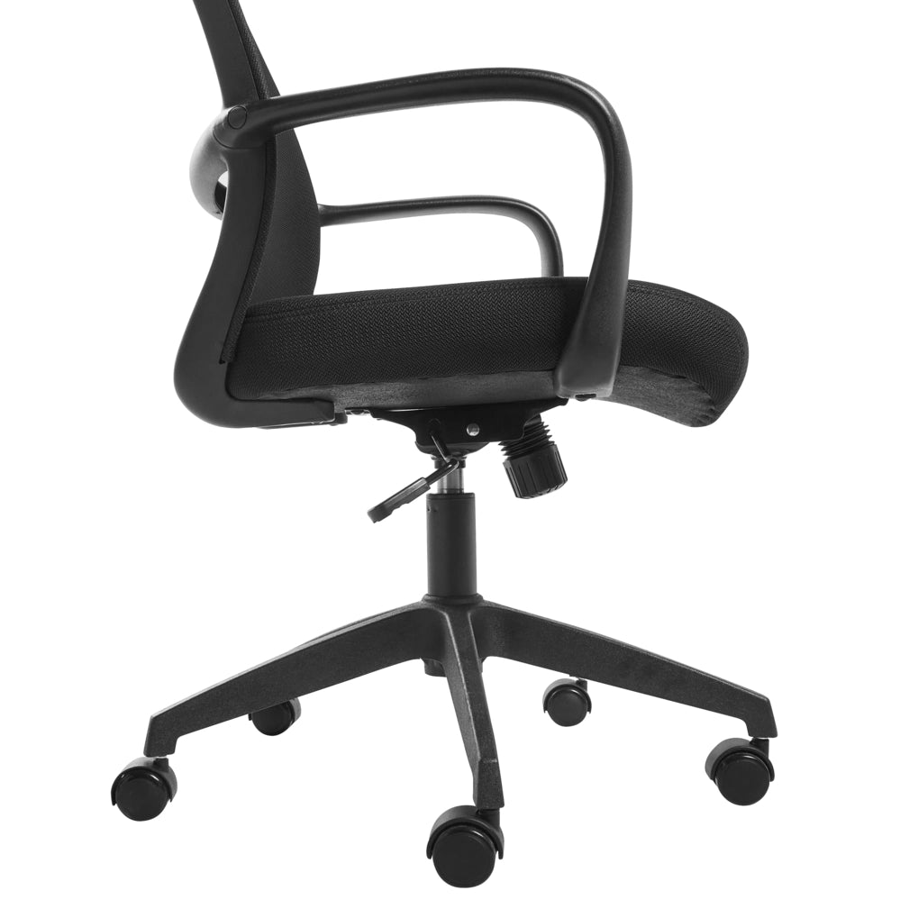 Sedia da ufficio in tessuto nero con rivestimento in rete girevole per scrivania computer seduta regolabile schienale reclinabile