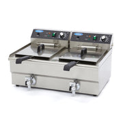 Friggitrice - 2 x 16L - 2 Cestelli - con Rubinetto di Scarico