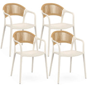 IDMarket - Set di 4 sedie da giardino impilabili ODELIA beige in polipropilene e corda