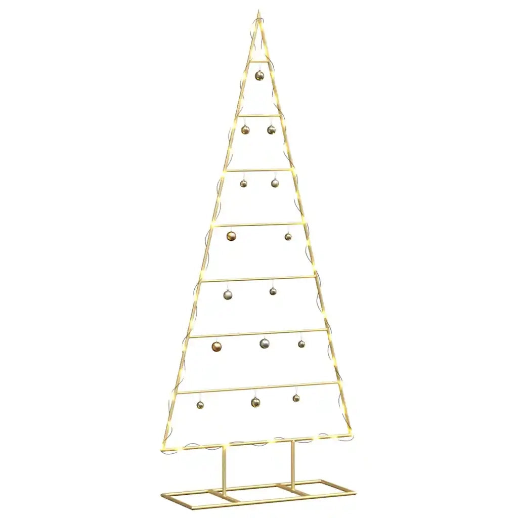 Albero di Natale | Decorazioni natalizie in metallo con supporto Oro 125 cm